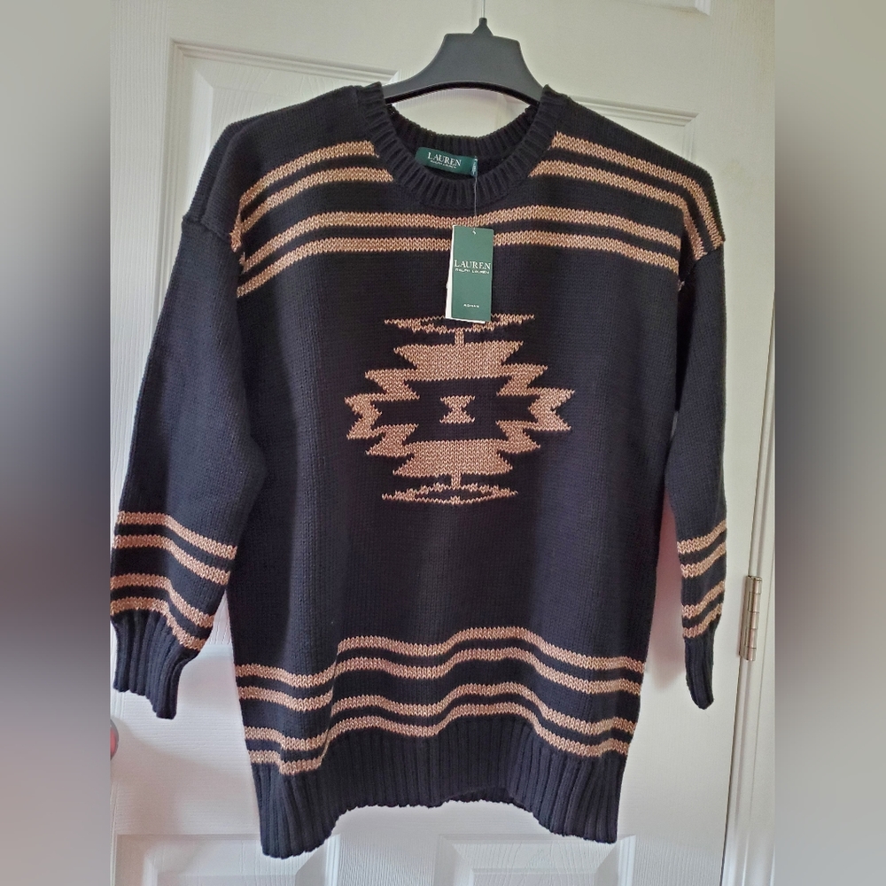 Lauren Ralph Lauren Women Cotton Blend Sweater Southwestern Print Size 1X